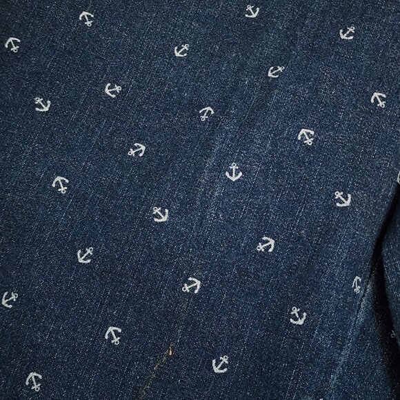 Croft & Barrow Crop Pants Jeans Womens Size 6P 6 Petite Blue Anchor Pull On - Picture 2 of 5